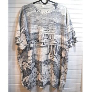 Vintage Parthenon AOP t-shirt Men's XL *runs small Made in Greece Bamboo cotton